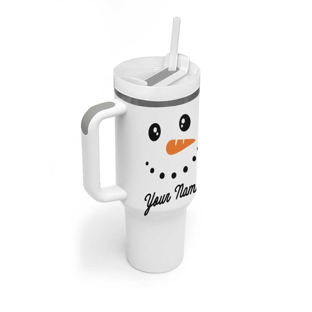 Personalized Christmas Tumbler With Handle Custom Name Xmas Gift Snowman Face Family Matching Set - Wonder Print Shop