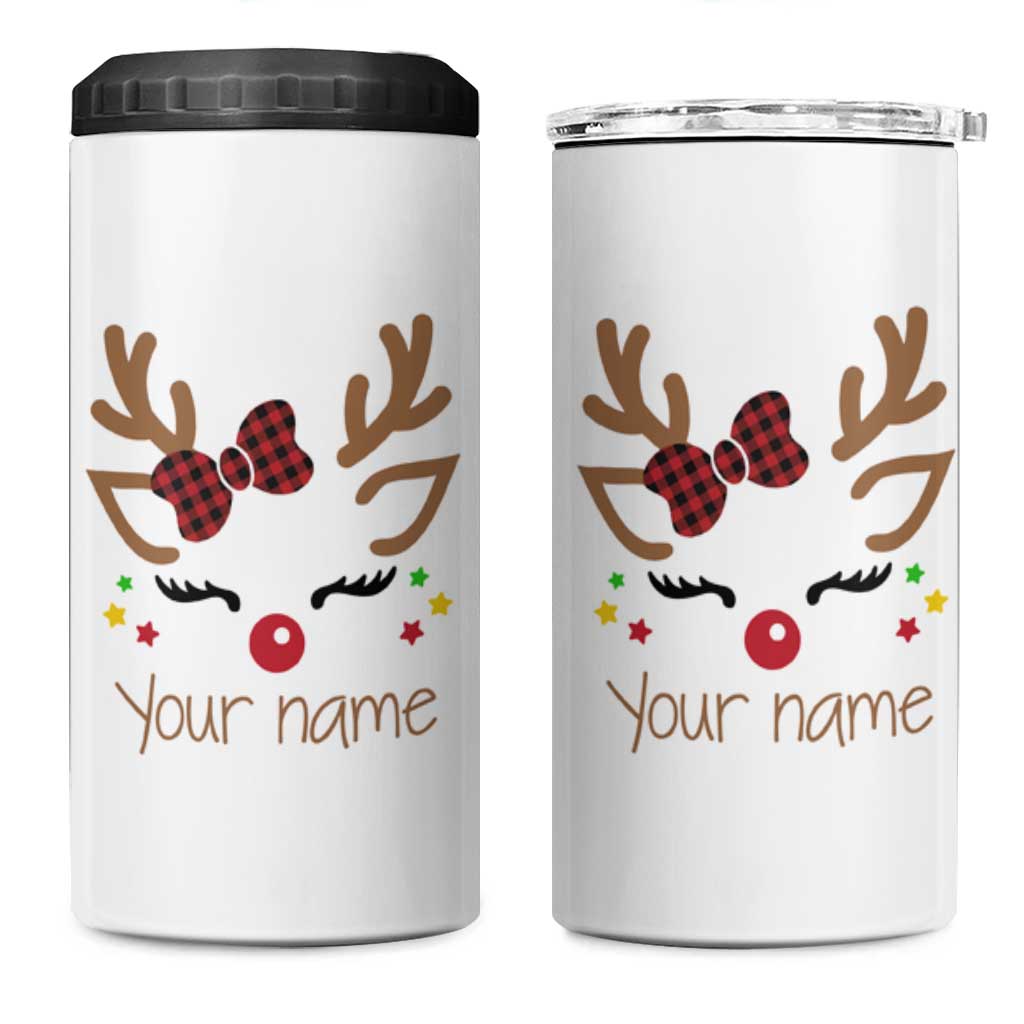 Personalized Christmas 4 in 1 Can Cooler Tumbler Custom Name Xmas Gift For Kids Girls Face Family Matching Set - Wonder Print Shop