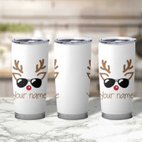 Personalized Christmas Tumbler Cup Custom Name Xmas Gift For Kids Boys Family Matching Set Reindeer Face - Wonder Print Shop