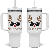 Personalized Christmas Tumbler With Handle Custom Name Xmas Gift For Kids Boys Family Matching Set Reindeer Face - Wonder Print Shop