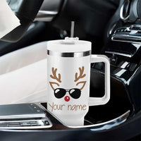 Personalized Christmas Tumbler With Handle Custom Name Xmas Gift For Kids Boys Family Matching Set Reindeer Face - Wonder Print Shop