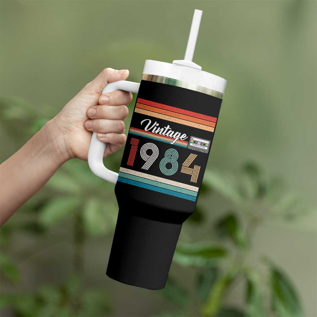 Vintage 1984 Birthday Tumbler With Handle Weird Being the Same Age As Old People Funny 42th Birthday Gifts