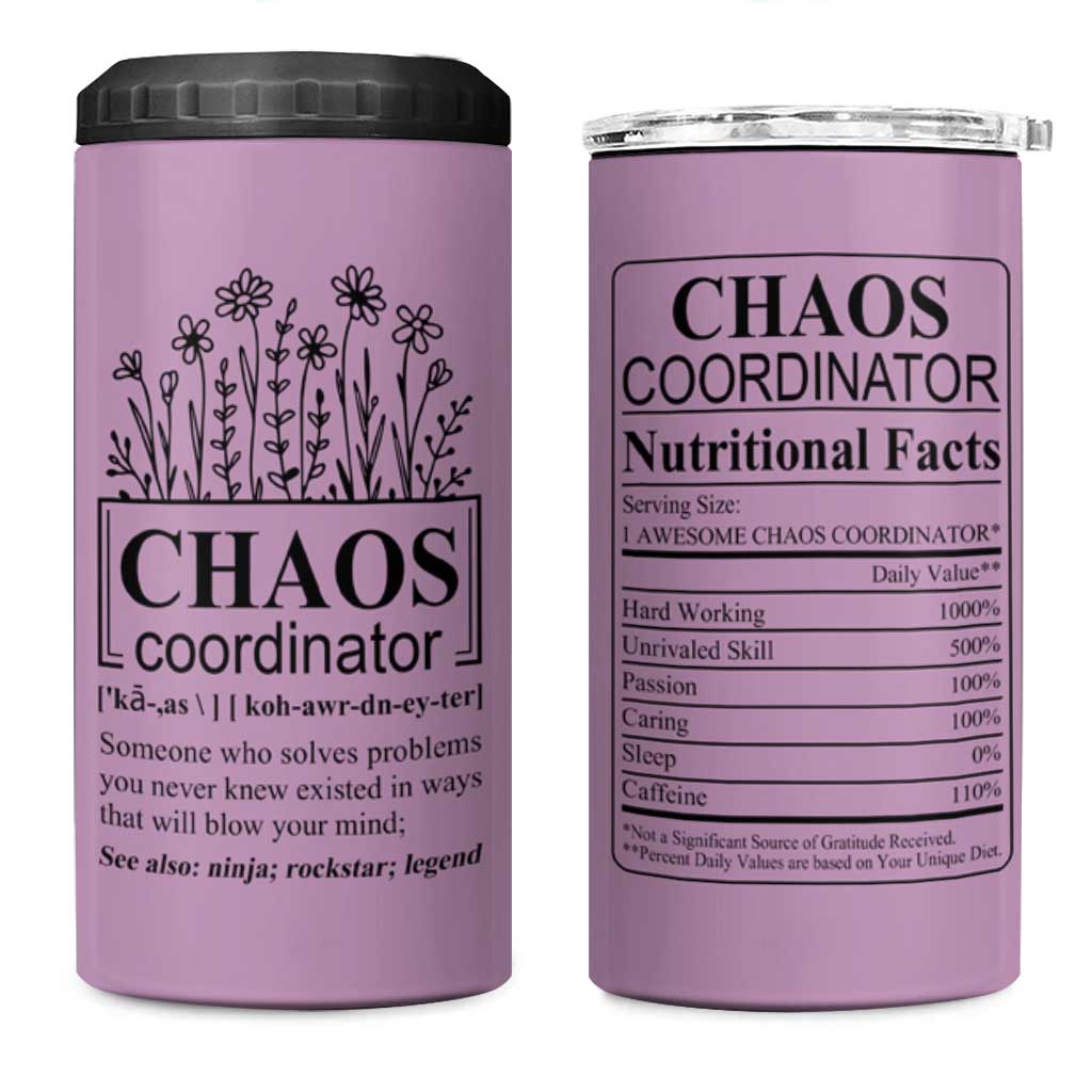 Chaos Coordinator Thank YouGift 4 in 1 Can Cooler Tumbler Christmas Gifts for Colleague Coworker Travel Mug Purple - Wonder Print Shop