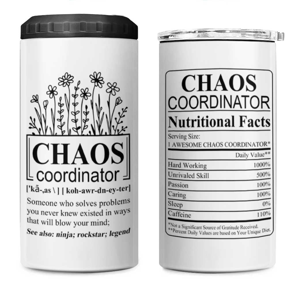 Chaos Coordinator Thank YouGift 4 in 1 Can Cooler Tumbler Christmas Gift for Colleague Coworker Travel Mug White - Wonder Print Shop