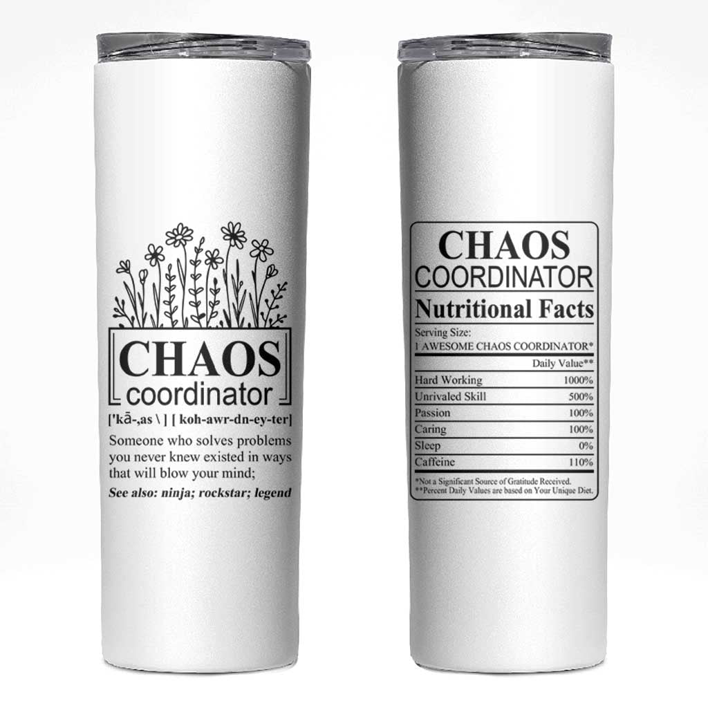 Chaos Coordinator Thank YouGift Skinny Tumbler Christmas Gift for Colleague Coworker Travel Mug White - Wonder Print Shop