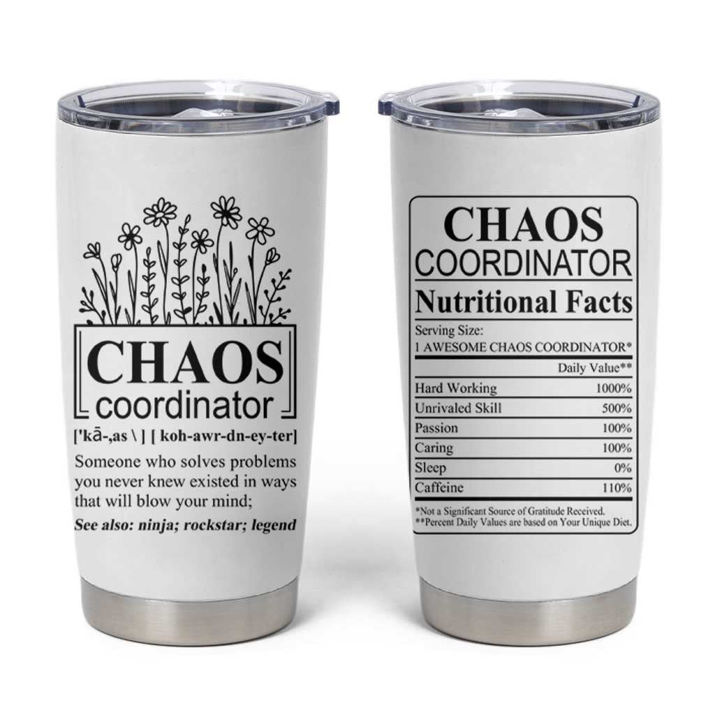 Chaos Coordinator Thank YouGift Tumbler Cup Christmas Gift for Colleague Coworker Travel Mug White - Wonder Print Shop