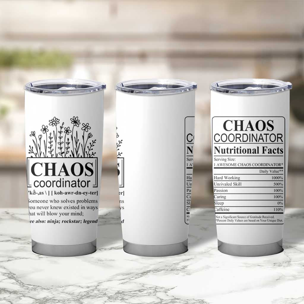 Chaos Coordinator Thank YouGift Tumbler Cup Christmas Gift for Colleague Coworker Travel Mug White - Wonder Print Shop