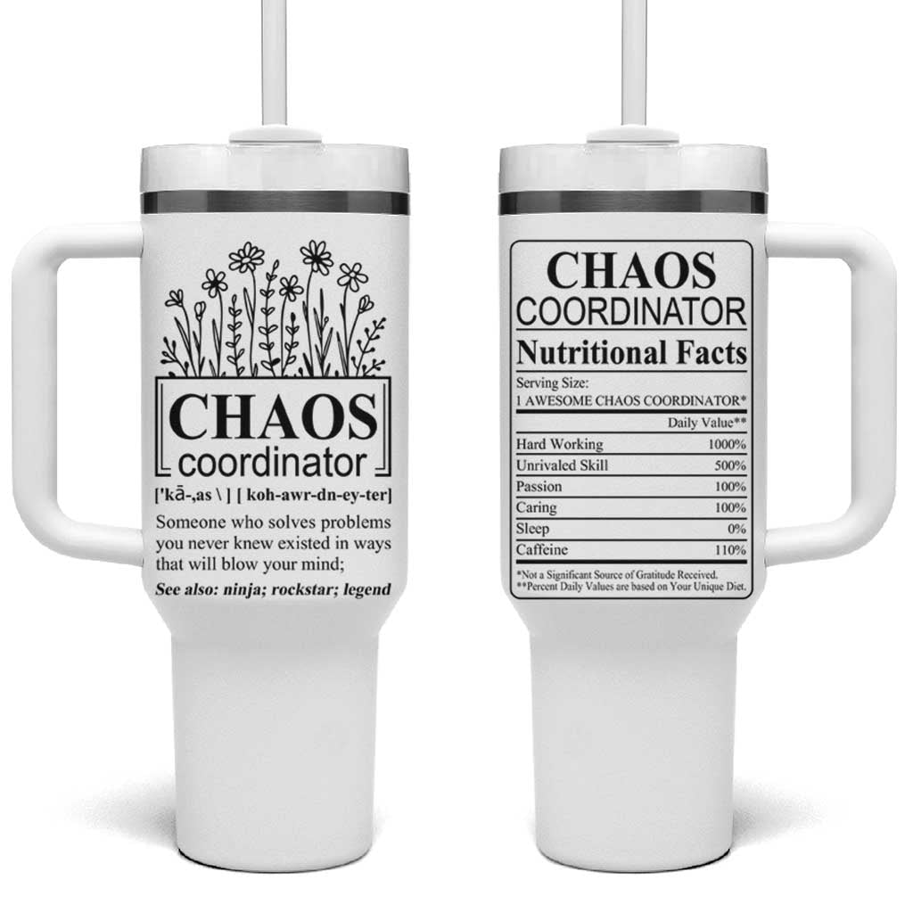 Chaos Coordinator Thank YouGift Tumbler With Handle Christmas Gift for Colleague Coworker Travel Mug White - Wonder Print Shop