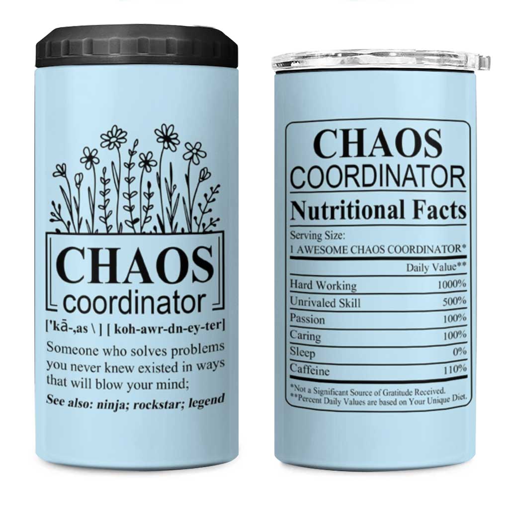 Chaos Coordinator Thank YouGift 4 in 1 Can Cooler Tumbler Christmas Gift for Colleague Coworker Travel Mug Blue - Wonder Print Shop