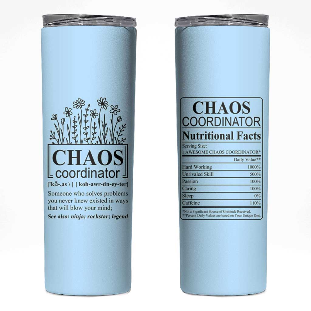 Chaos Coordinator Thank YouGift Skinny Tumbler Christmas Gift for Colleague Coworker Travel Mug Blue - Wonder Print Shop