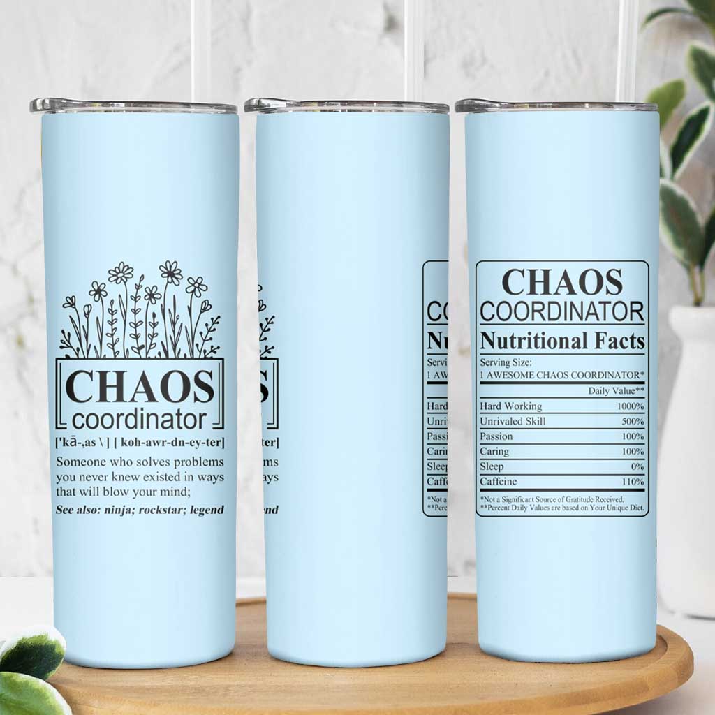 Chaos Coordinator Thank YouGift Skinny Tumbler Christmas Gift for Colleague Coworker Travel Mug Blue - Wonder Print Shop