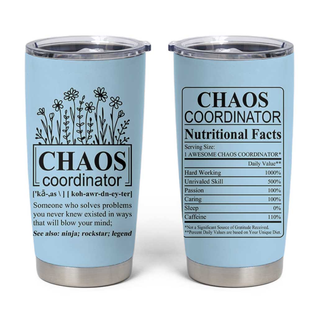 Chaos Coordinator Thank YouGift Tumbler Cup Christmas Gift for Colleague Coworker Travel Mug Blue - Wonder Print Shop