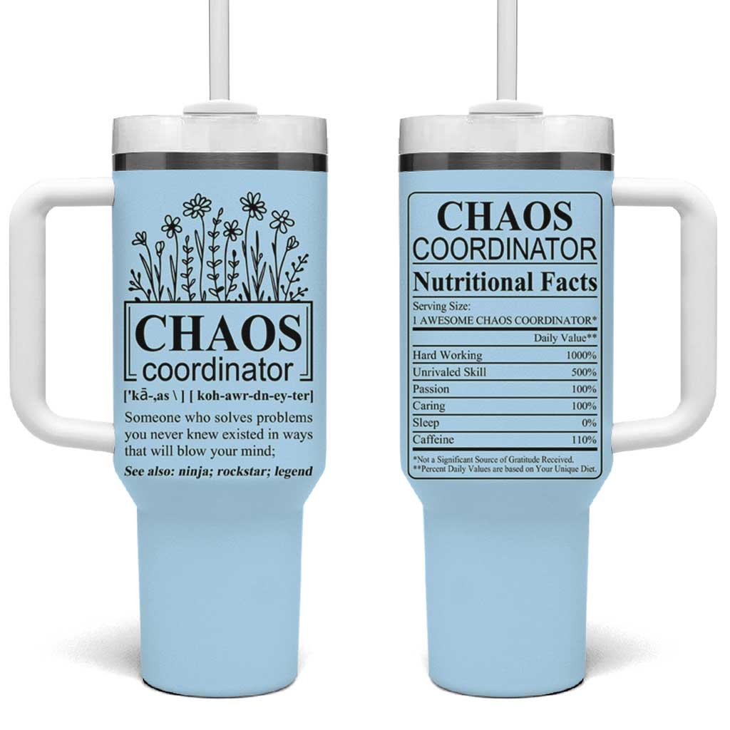 Chaos Coordinator Thank YouGift Tumbler With Handle Christmas Gift for Colleague Coworker Travel Mug Blue - Wonder Print Shop
