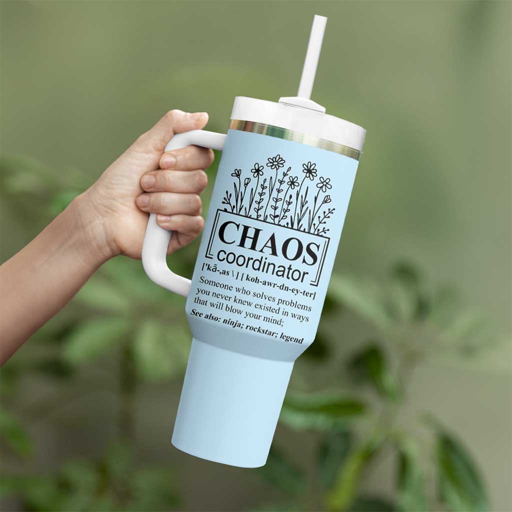 Chaos Coordinator Thank YouGift Tumbler With Handle Christmas Gift for Colleague Coworker Travel Mug Blue - Wonder Print Shop