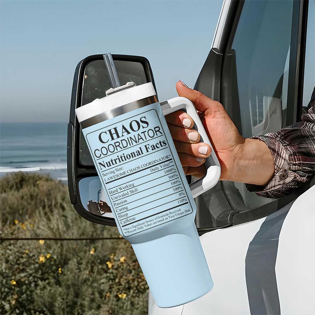 Chaos Coordinator Thank YouGift Tumbler With Handle Christmas Gift for Colleague Coworker Travel Mug Blue - Wonder Print Shop