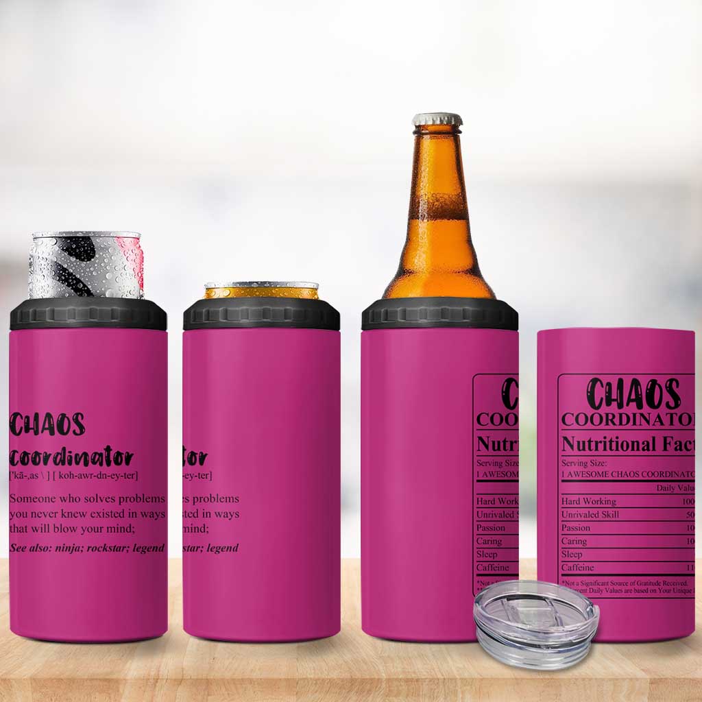 Chaos Coordinator 4 in 1 Can Cooler Tumbler Christmas Gifts for Colleague Coworker Travel Mug Thank You Gift Pink - Wonder Print Shop