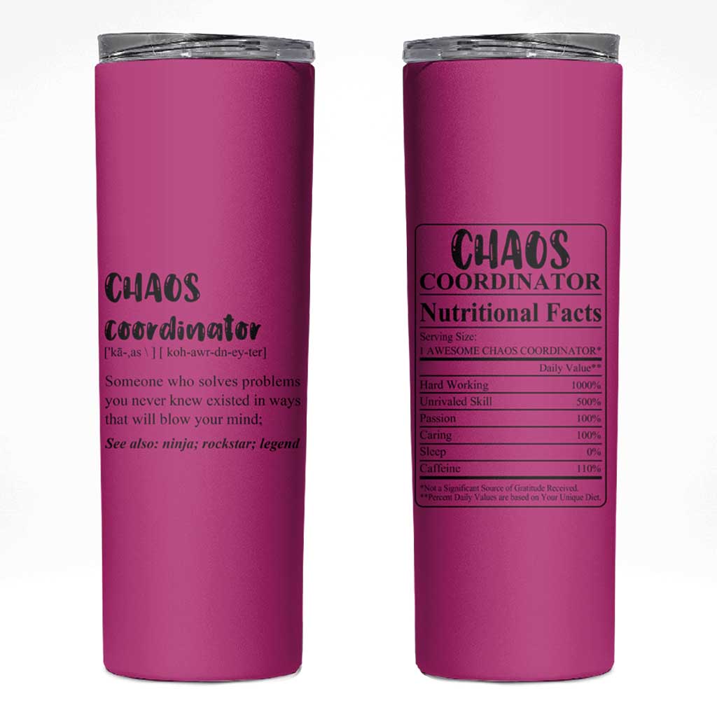 Chaos Coordinator Skinny Tumbler Christmas Gifts for Colleague Coworker Travel Mug Thank You Gift Pink - Wonder Print Shop