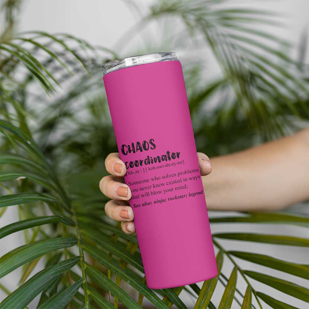Chaos Coordinator Skinny Tumbler Christmas Gifts for Colleague Coworker Travel Mug Thank You Gift Pink - Wonder Print Shop