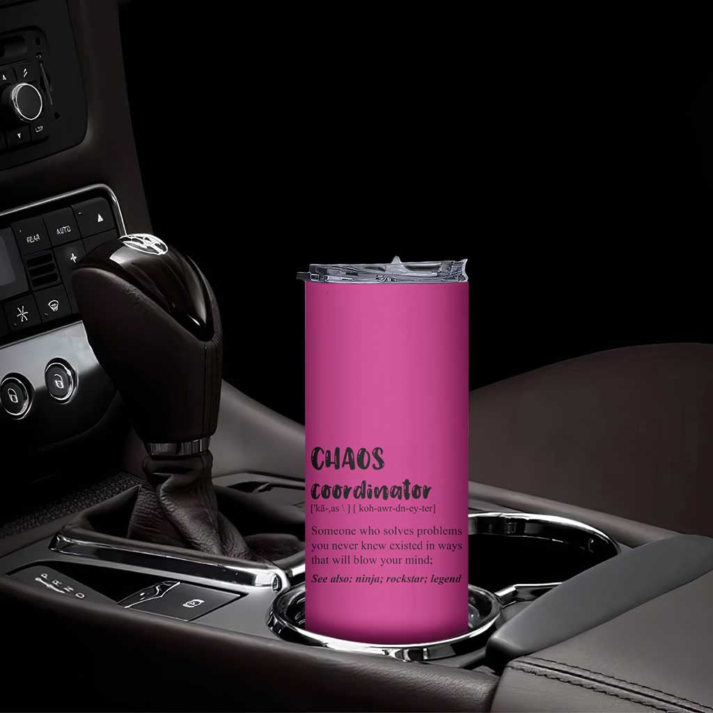 Chaos Coordinator Skinny Tumbler Christmas Gifts for Colleague Coworker Travel Mug Thank You Gift Pink - Wonder Print Shop