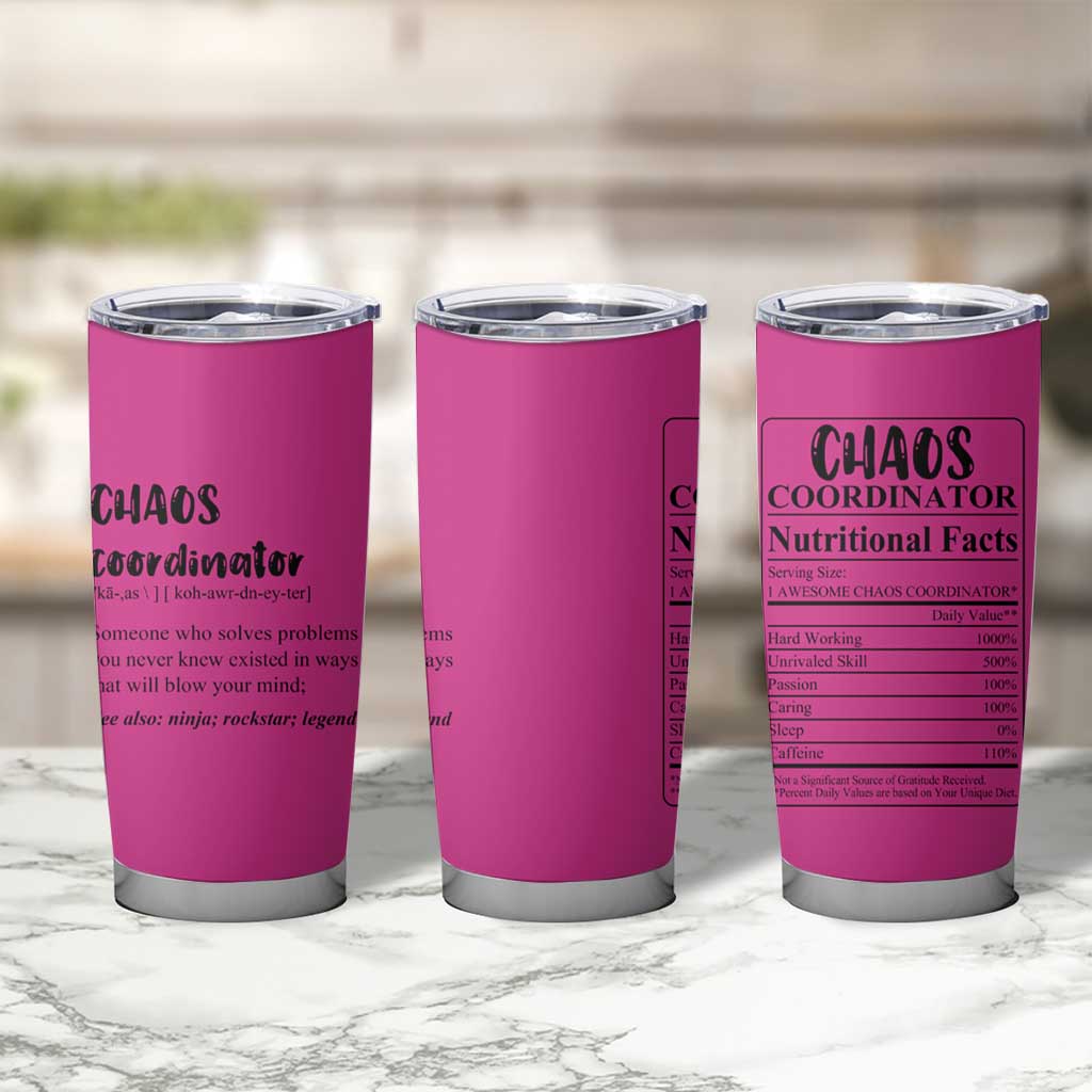 Chaos Coordinator Tumbler Cup Christmas Gifts for Colleague Coworker Travel Mug Thank You Gift Pink - Wonder Print Shop