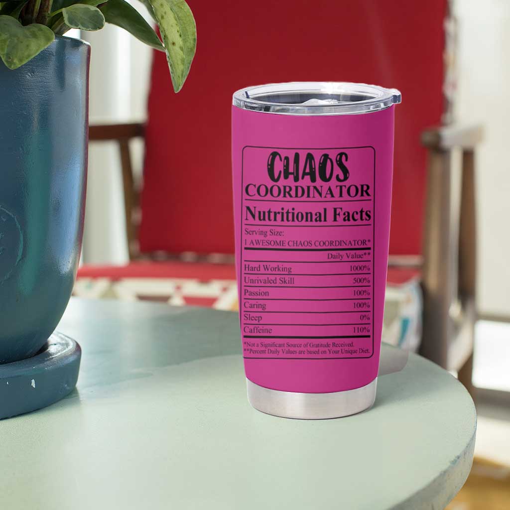 Chaos Coordinator Tumbler Cup Christmas Gifts for Colleague Coworker Travel Mug Thank You Gift Pink - Wonder Print Shop