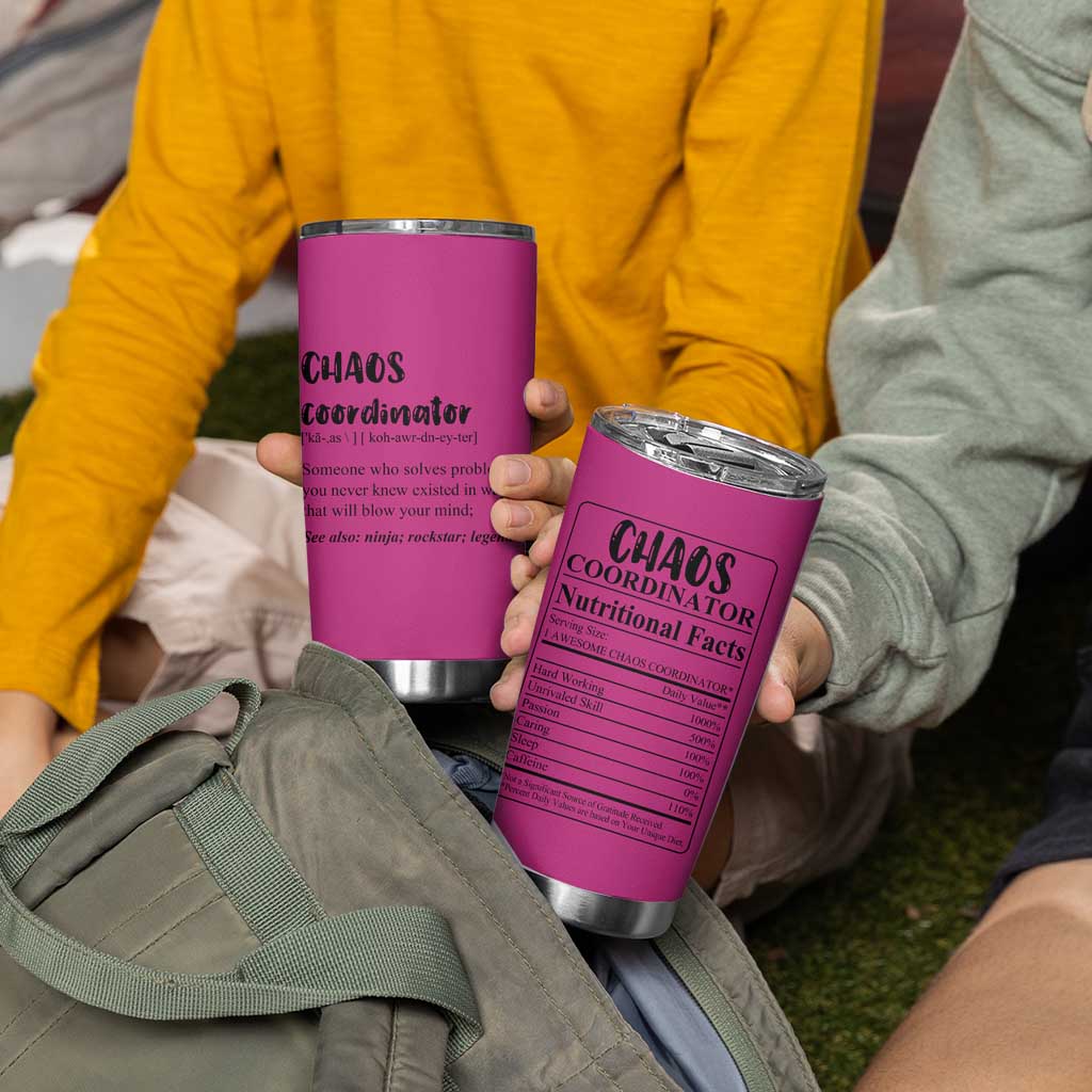 Chaos Coordinator Tumbler Cup Christmas Gifts for Colleague Coworker Travel Mug Thank You Gift Pink - Wonder Print Shop