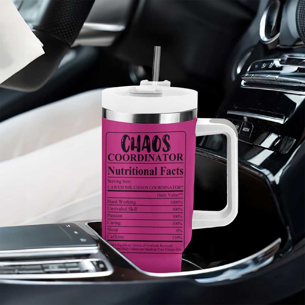 Chaos Coordinator Tumbler With Handle Christmas Gifts for Colleague Coworker Travel Mug Thank You Gift Pink - Wonder Print Shop