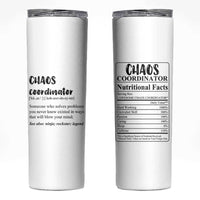 Chaos Coordinator Skinny Tumbler Christmas Gifts for Colleague Coworker Travel Mug Thank You Gift White - Wonder Print Shop
