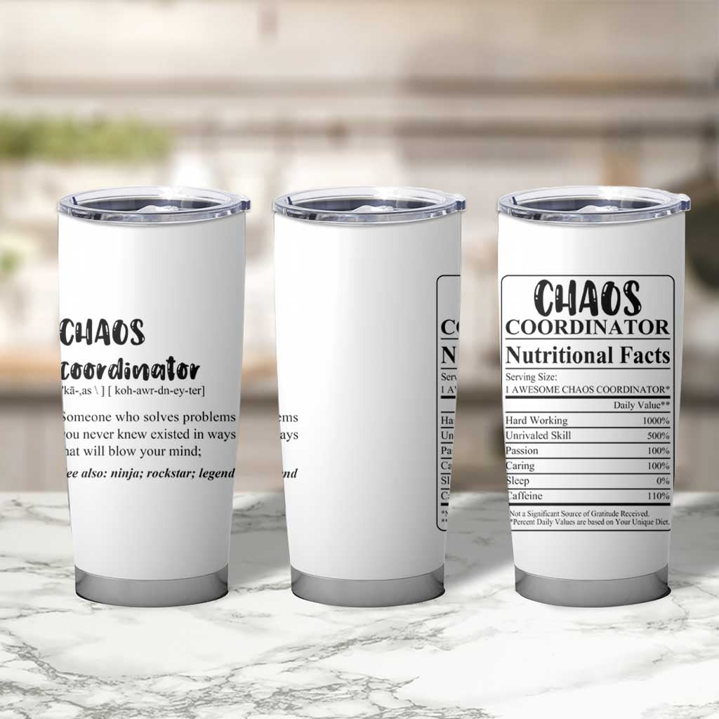 Chaos Coordinator Tumbler Cup Christmas Gifts for Colleague Coworker Travel Mug Thank You Gift White - Wonder Print Shop