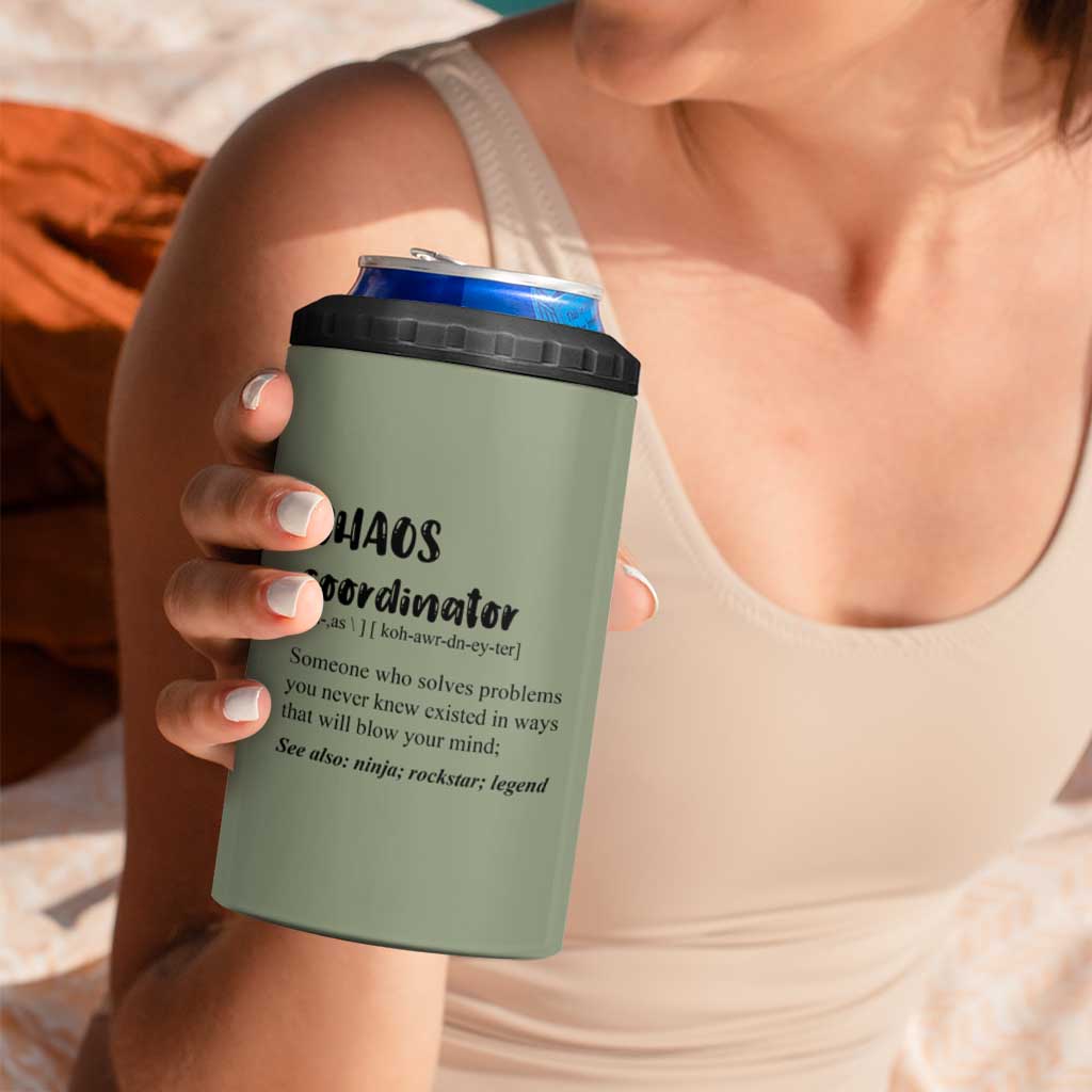 Chaos Coordinator 4 in 1 Can Cooler Tumbler Christmas Gifts for Colleague Coworker Travel Mug Thank You Gift Pink Moss-Green - Wonder Print Shop