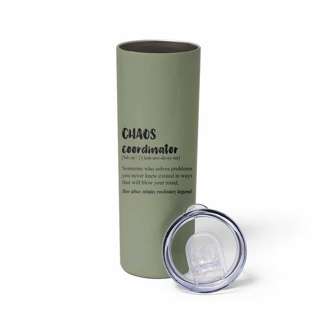 Chaos Coordinator Skinny Tumbler Christmas Gifts for Colleague Coworker Travel Mug Thank You Gift Pink Moss-Green - Wonder Print Shop