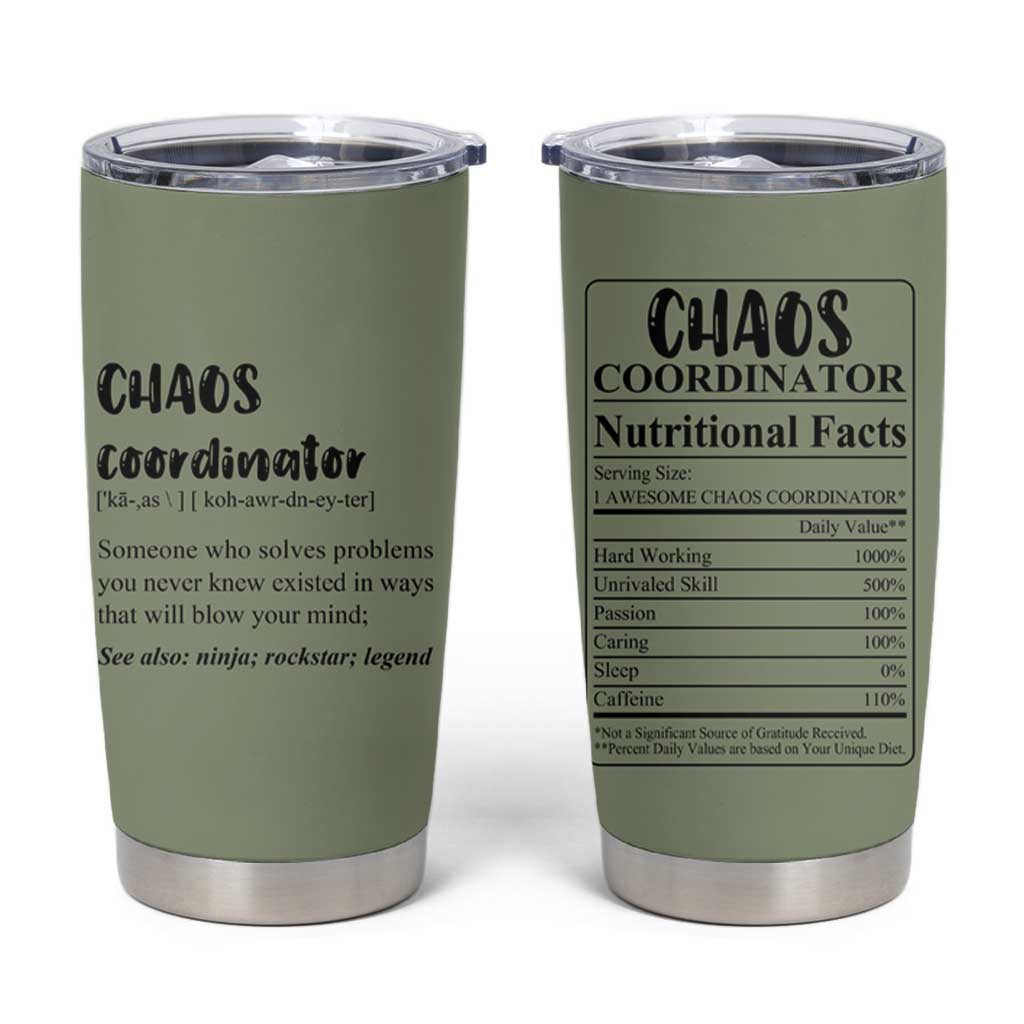 Chaos Coordinator Tumbler Cup Christmas Gifts for Colleague Coworker Travel Mug Thank You Gift Pink Moss-Green - Wonder Print Shop