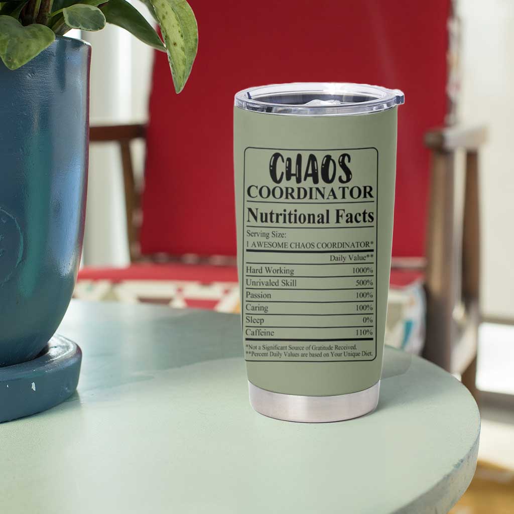 Chaos Coordinator Tumbler Cup Christmas Gifts for Colleague Coworker Travel Mug Thank You Gift Pink Moss-Green - Wonder Print Shop