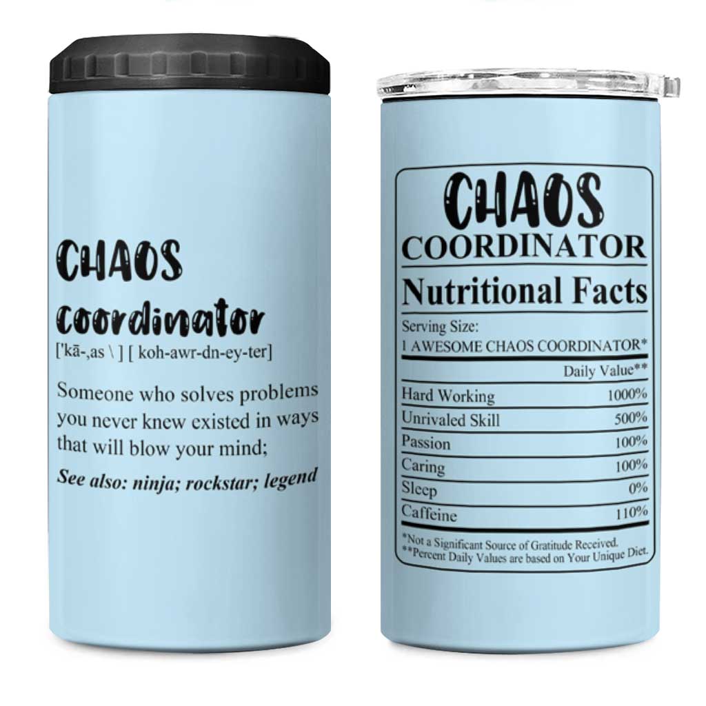 Chaos Coordinator 4 in 1 Can Cooler Tumbler Christmas Gifts for Colleague Coworker Travel Mug Thank You Gift Blue - Wonder Print Shop
