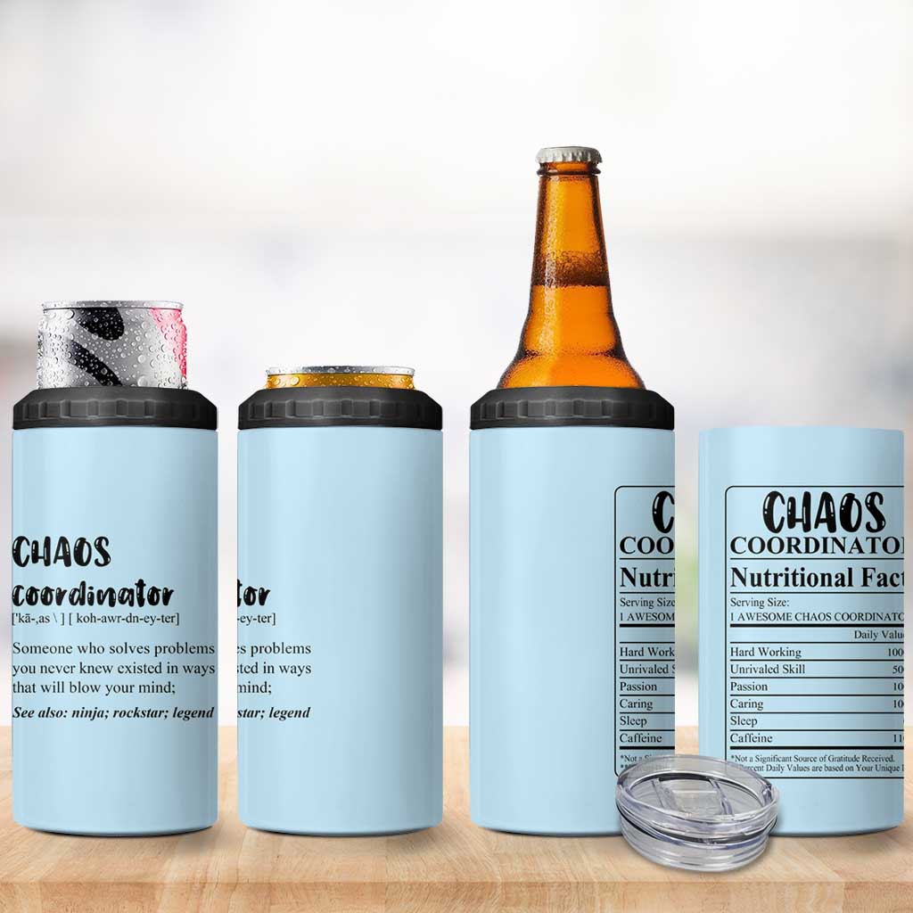 Chaos Coordinator 4 in 1 Can Cooler Tumbler Christmas Gifts for Colleague Coworker Travel Mug Thank You Gift Blue - Wonder Print Shop
