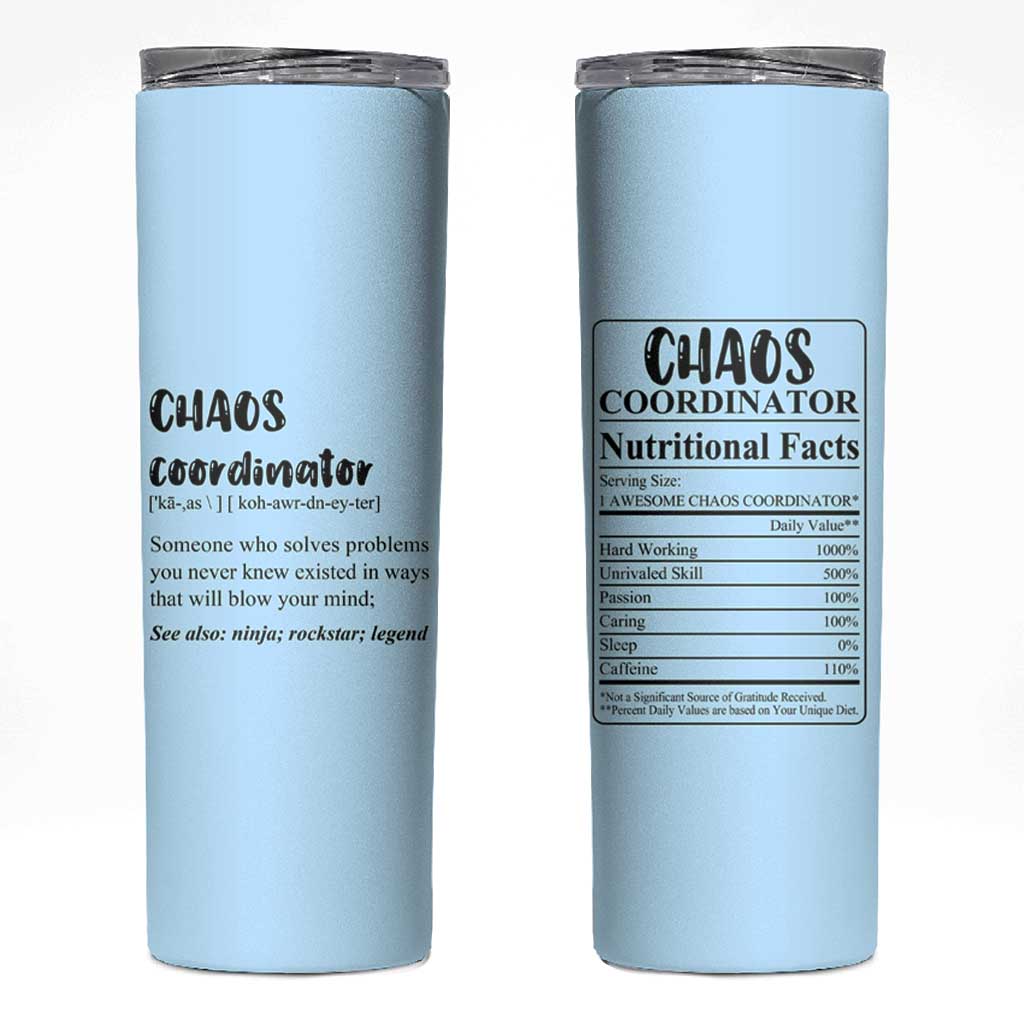 Chaos Coordinator Skinny Tumbler Christmas Gifts for Colleague Coworker Travel Mug Thank You Gift Blue - Wonder Print Shop