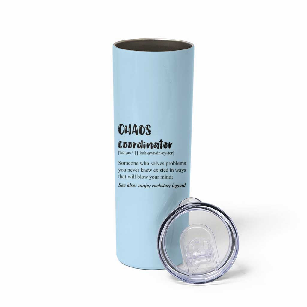 Chaos Coordinator Skinny Tumbler Christmas Gifts for Colleague Coworker Travel Mug Thank You Gift Blue - Wonder Print Shop