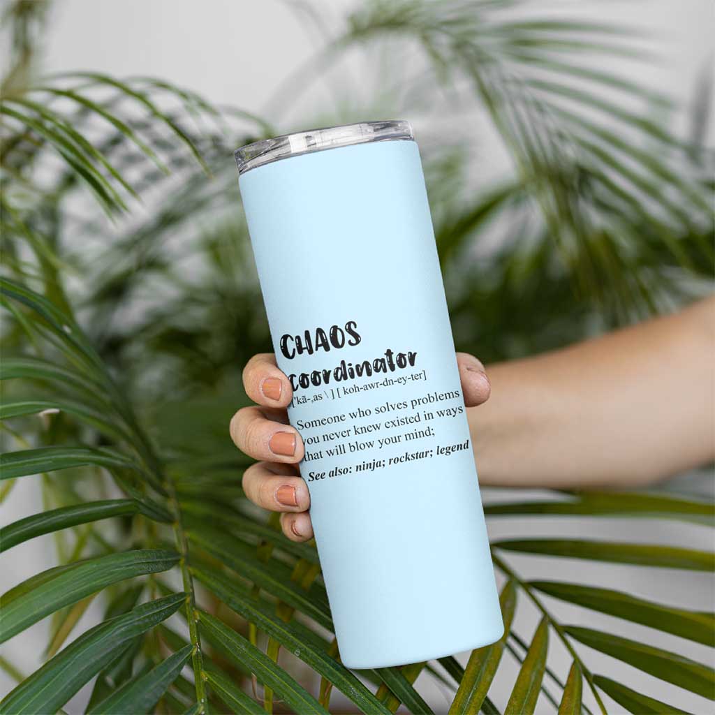 Chaos Coordinator Skinny Tumbler Christmas Gifts for Colleague Coworker Travel Mug Thank You Gift Blue - Wonder Print Shop