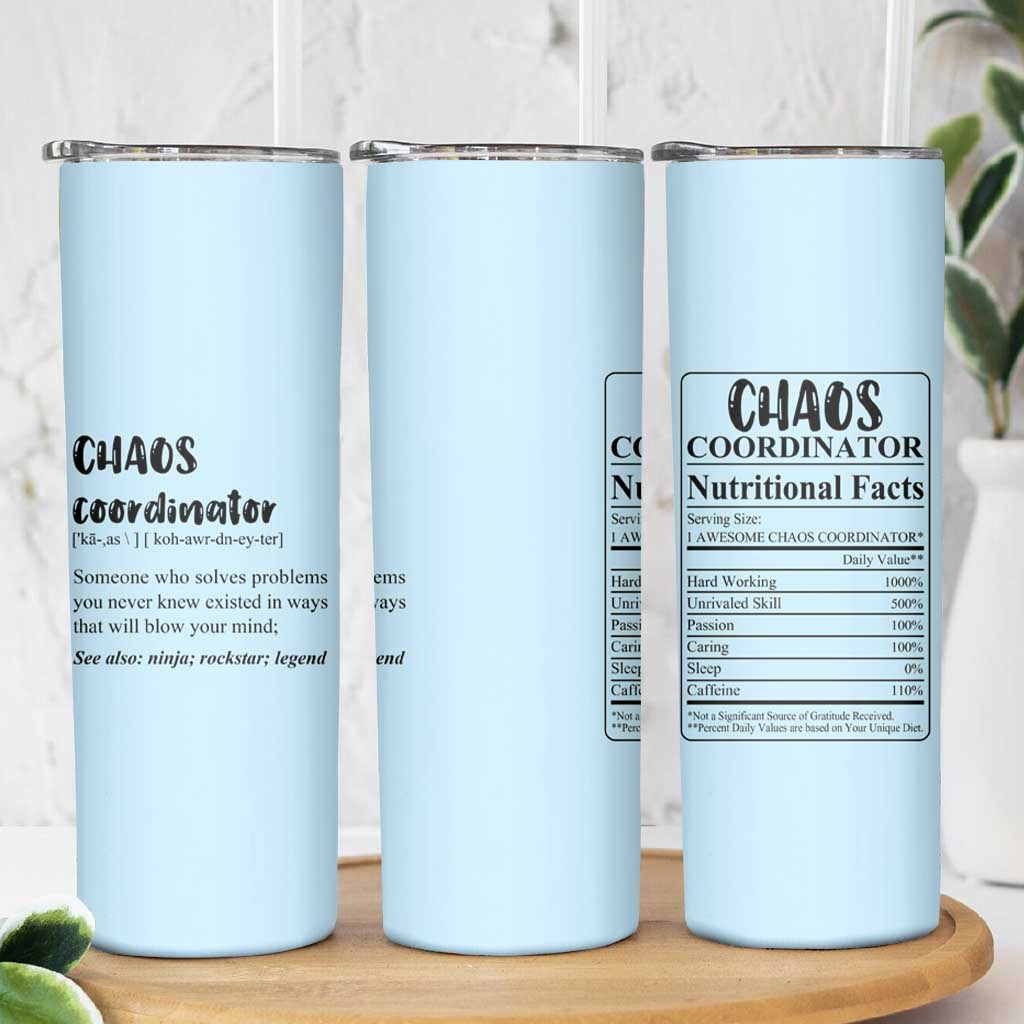 Chaos Coordinator Skinny Tumbler Christmas Gifts for Colleague Coworker Travel Mug Thank You Gift Blue - Wonder Print Shop