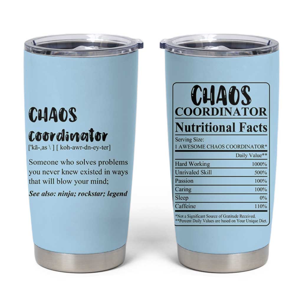 Chaos Coordinator Tumbler Cup Christmas Gifts for Colleague Coworker Travel Mug Thank You Gift Blue - Wonder Print Shop