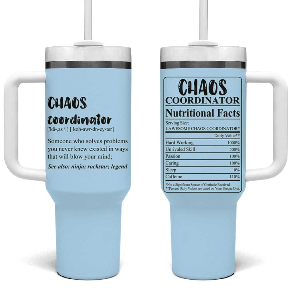 Chaos Coordinator Tumbler With Handle Christmas Gifts for Colleague Coworker Travel Mug Thank You Gift Blue - Wonder Print Shop