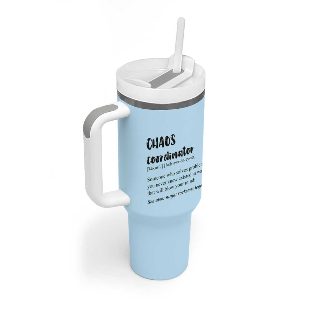Chaos Coordinator Tumbler With Handle Christmas Gifts for Colleague Coworker Travel Mug Thank You Gift Blue - Wonder Print Shop
