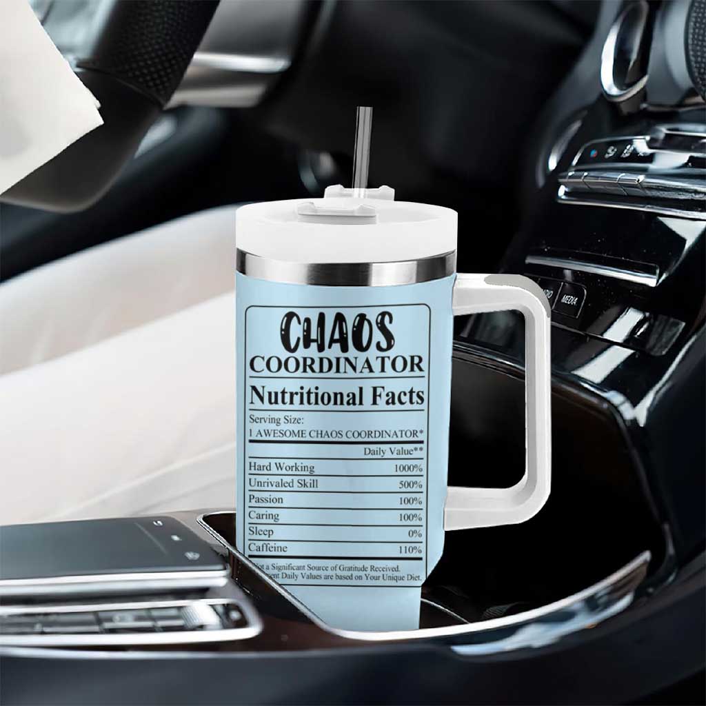 Chaos Coordinator Tumbler With Handle Christmas Gifts for Colleague Coworker Travel Mug Thank You Gift Blue - Wonder Print Shop
