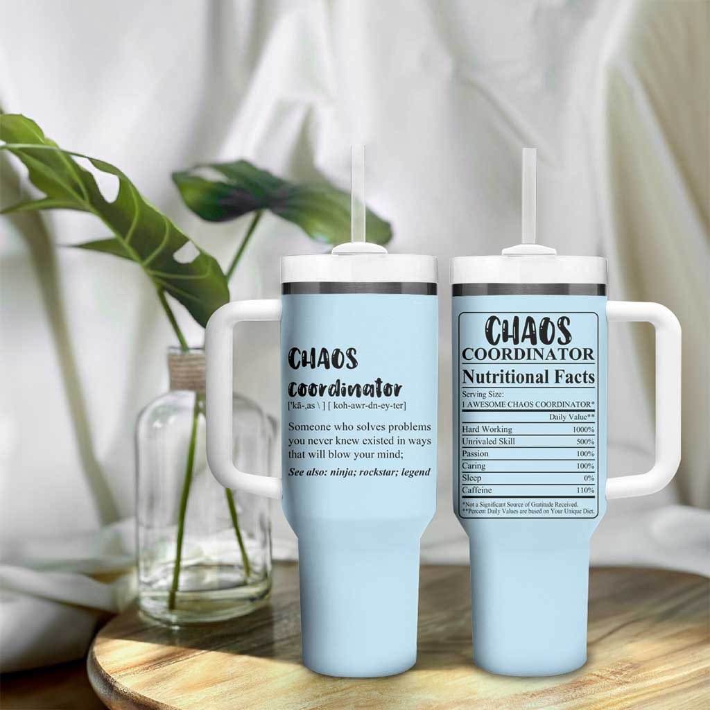 Chaos Coordinator Tumbler With Handle Christmas Gifts for Colleague Coworker Travel Mug Thank You Gift Blue - Wonder Print Shop