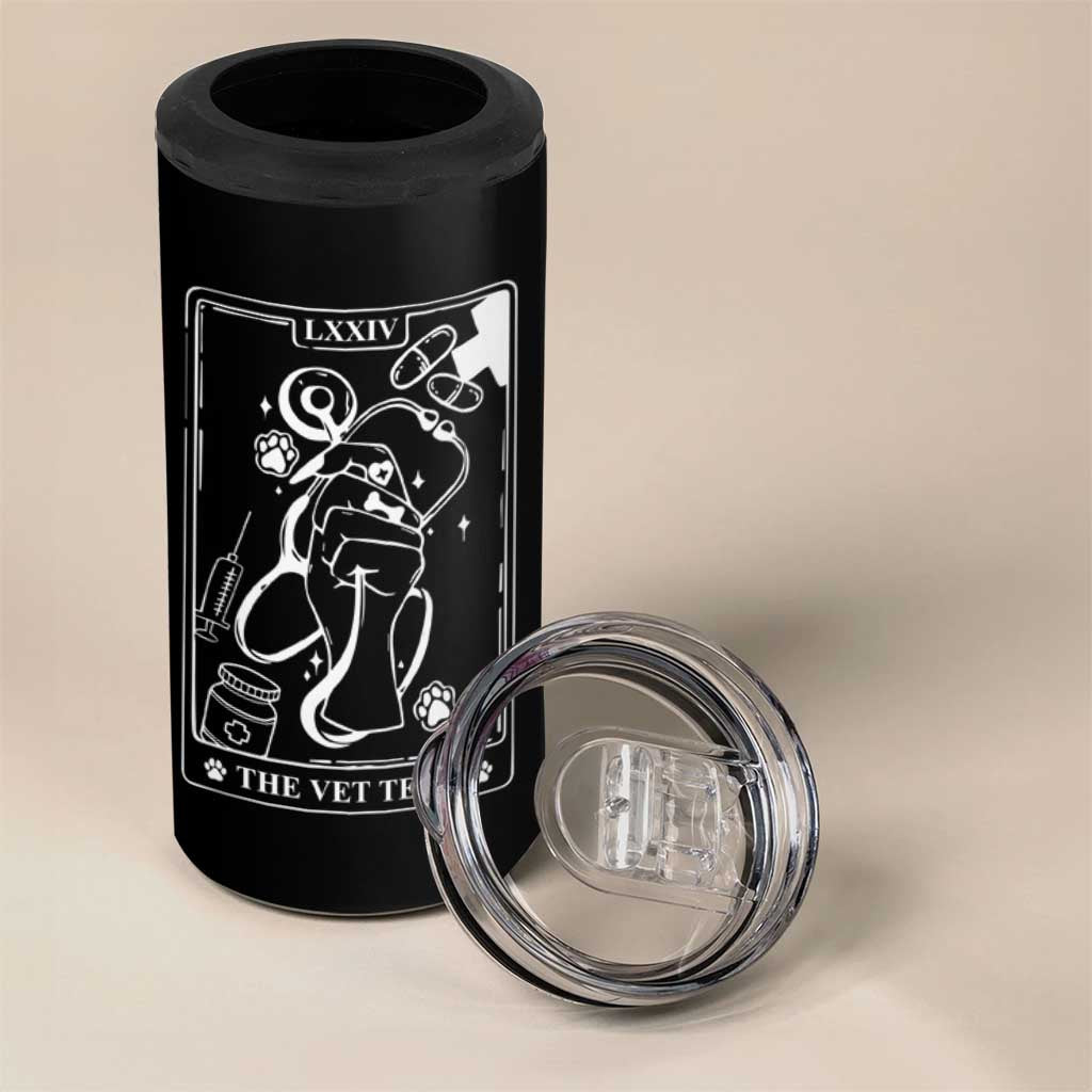 Vet Tech 4 in 1 Can Cooler Tumbler Funny Vet Staff Appreciation Gift Tarot Card - Wonder Print Shop