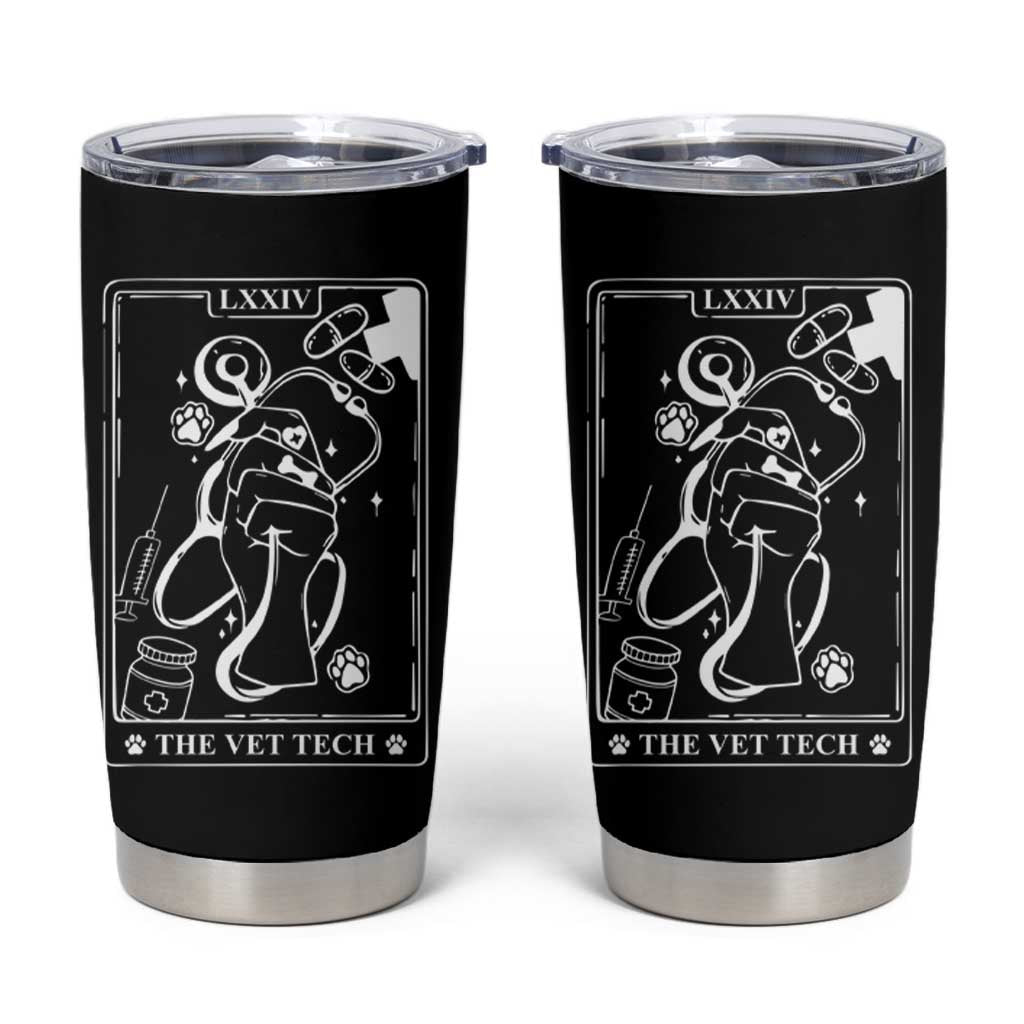 Vet Tech Tumbler Cup Funny Vet Staff Appreciation Gift Tarot Card - Wonder Print Shop