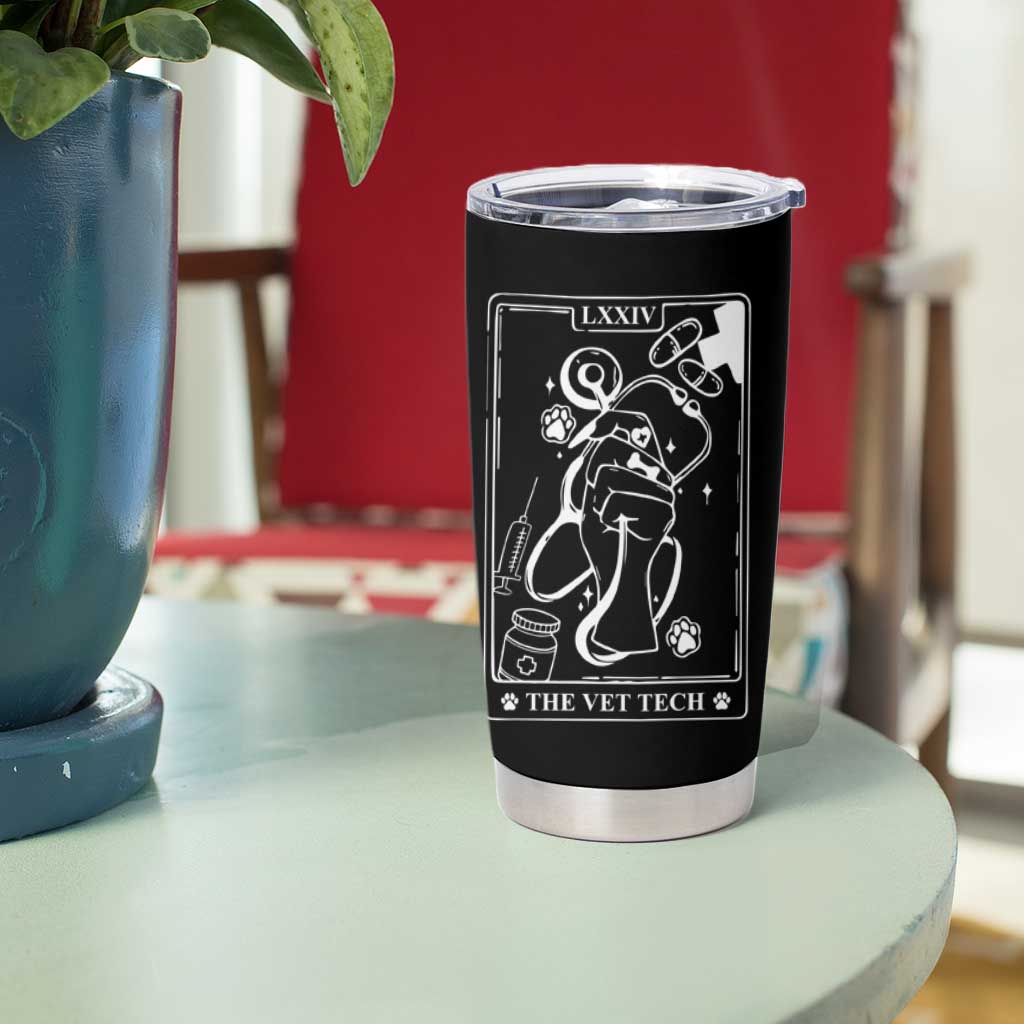 Vet Tech Tumbler Cup Funny Vet Staff Appreciation Gift Tarot Card - Wonder Print Shop