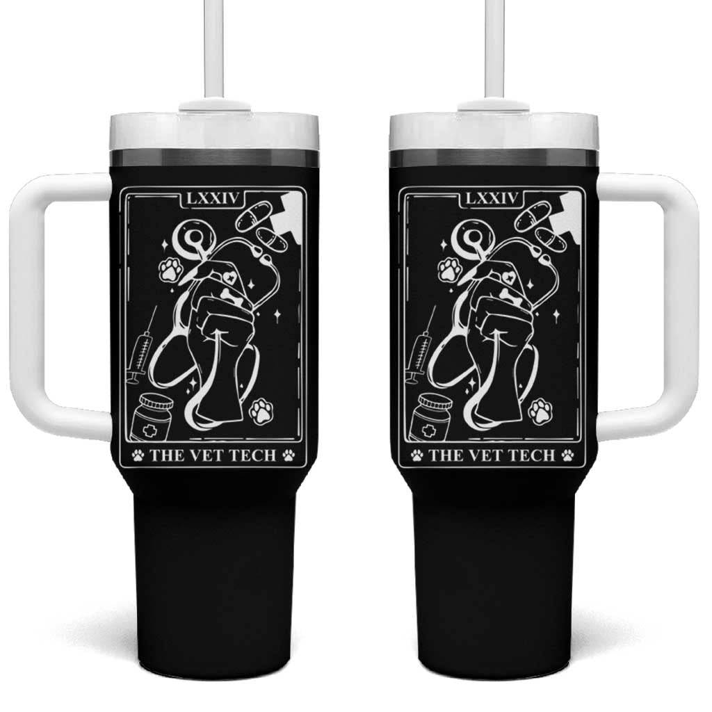 Vet Tech Tumbler With Handle Funny Vet Staff Appreciation Gift Tarot Card - Wonder Print Shop