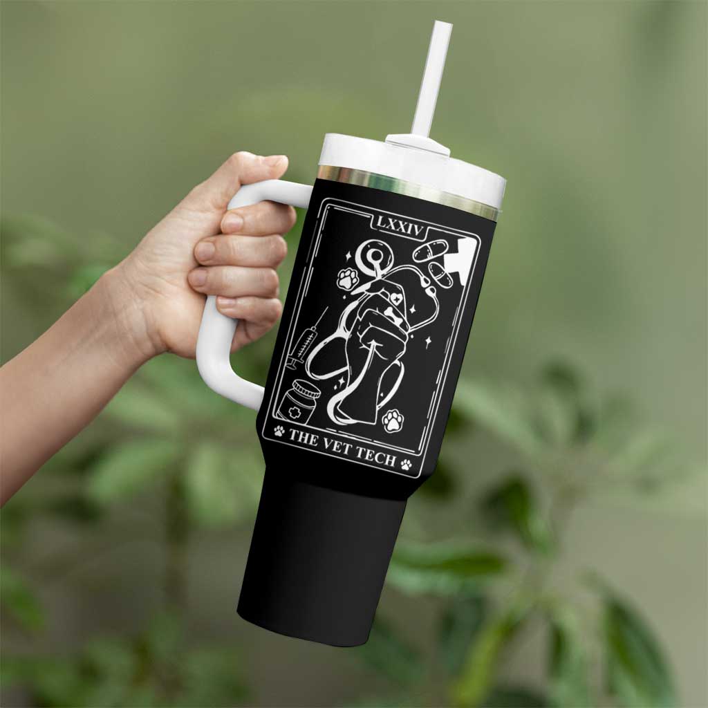 Vet Tech Tumbler With Handle Funny Vet Staff Appreciation Gift Tarot Card - Wonder Print Shop