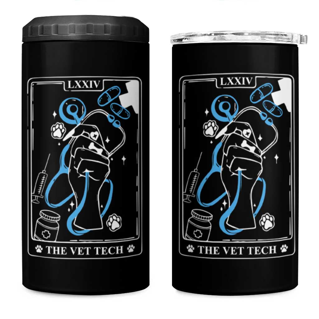 Vet Tech 4 in 1 Can Cooler Tumbler Funny Vet Staff Appreciation Gift Veterinarian Tarot Card - Wonder Print Shop